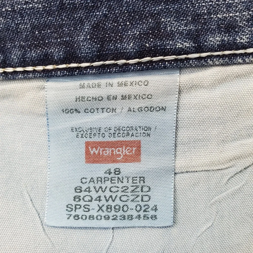 Wrangler Carpenter Shorts Mens 48 Blue Dungarees Loose Fit‎ High Rise Flat Front